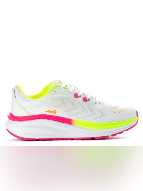 Avia Shoes - Avia White Running Sneakers with Neon Yellow and Hot Pink Accents
